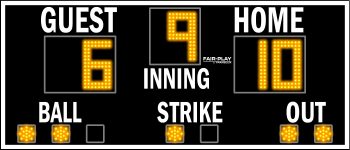 Fair-Play BA-7107-2 Baseball Scoreboard (3' X 7') - Olympian LED