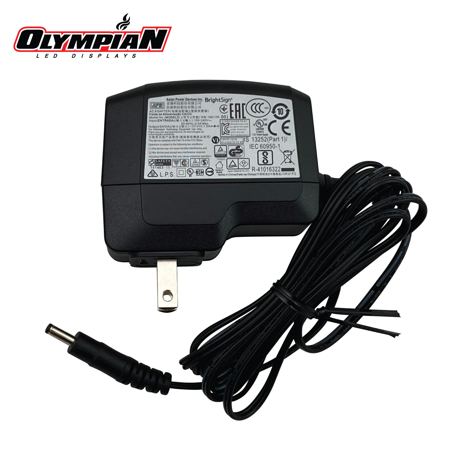 BrightSign HD1024 HD1023 HD223 HD224 Charger Adapter Power Supply